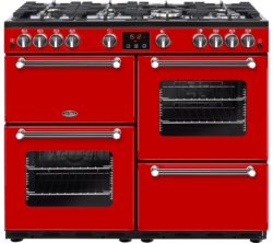 BELLING Kensington 100G Gas Range Cooker - Red & Chrome